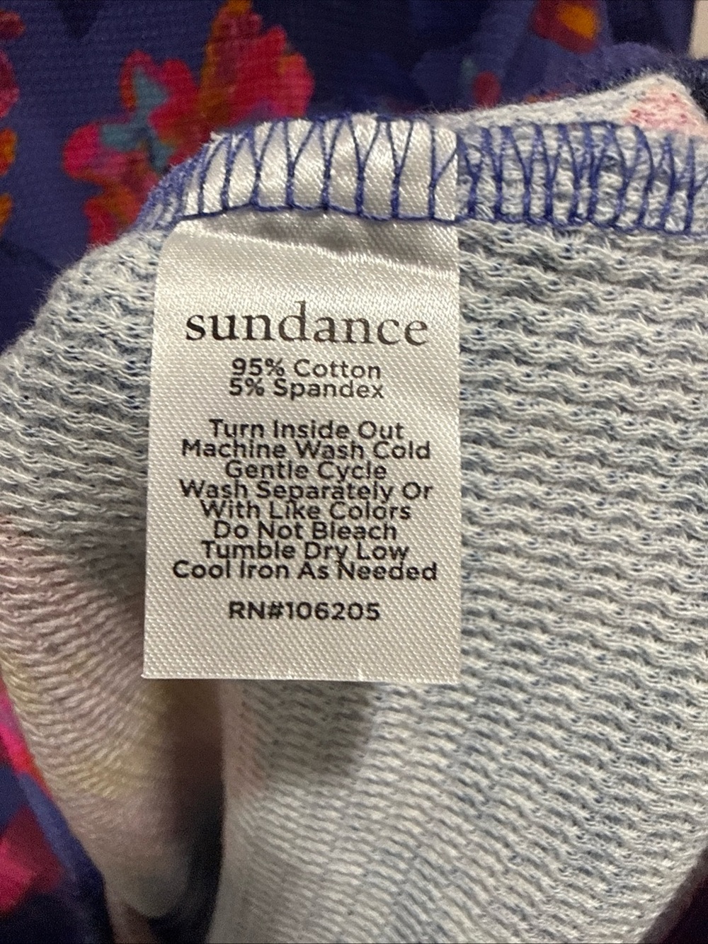 Sundance Melanie Blooms Thermal Top Women's L Purple Floral Waffle Knit Shirt - Picture 4 of 6